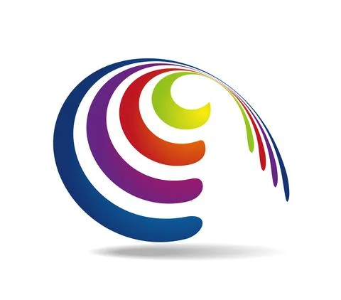 Several colorful parallel lines wound around a transparent cone Stock Illustration