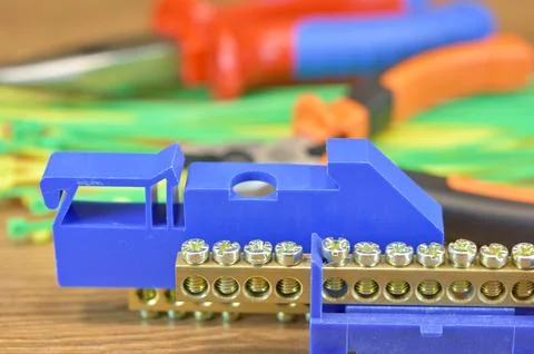 Several component to used in electrical installations Stock Photos