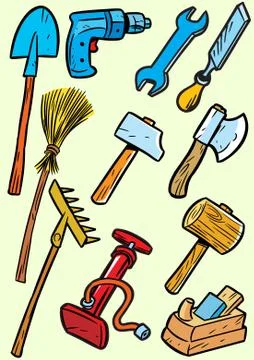 Several construction tools Stock Illustration