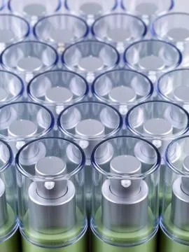 Several cosmetic jars, perfectly ordered Stock Photos