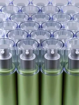 Several cosmetic jars, perfectly ordered Stock Photos