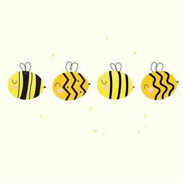 Several cute bees with different elements Stock Illustration