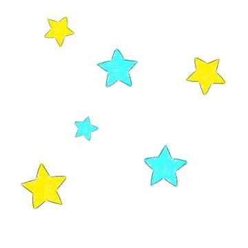 Several cute five-pointed stars of different sizes. Yellow and blue stars, do Stock Illustration