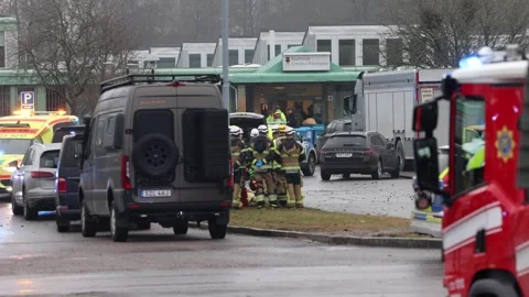 Several dead in central Sweden school shooting, Orebro, Sweden Stock Footage 302098549