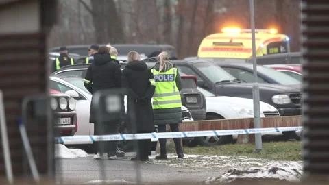 Several dead in central Sweden school shooting, Orebro, Sweden Stock Footage 302098566