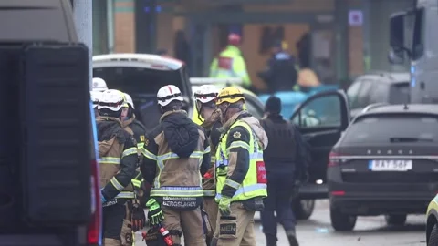 Several dead in central Sweden school shooting, Orebro, Sweden Video stock 302098587