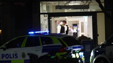 Several dead in central Sweden school shooting, Orebro, Sweden Video stock 302189063