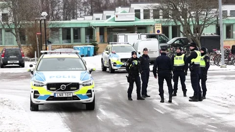 Several dead in central Sweden school shooting, Örebro Stock Footage 302193663