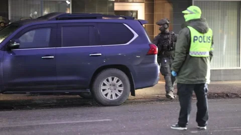Several dead in central Sweden school shooting, Orebro, Sweden, Örebro Stock Footage 302282459