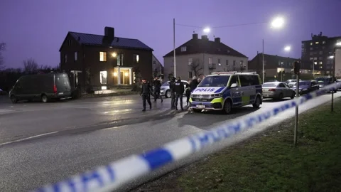 Several dead in central Sweden school shooting, Orebro, Sweden, Örebro Stock Footage 302282467