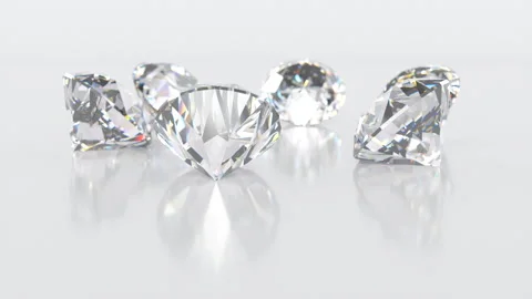 Several diamonds rotating around its axis Stock Footage 119692329
