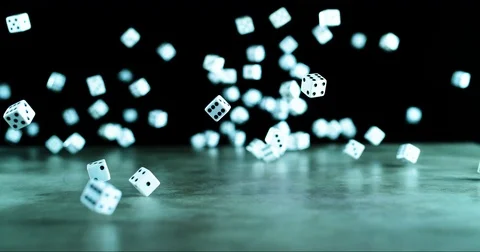 Several dices falling on the floor in slow motion Video stock 71234957