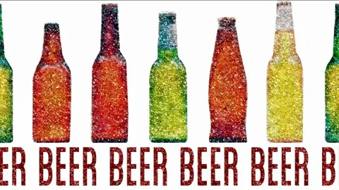 Several different beer bottles are moving Video stock 132498533