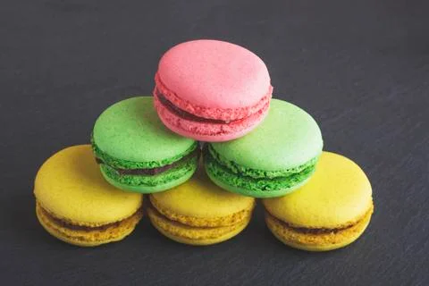 Several different colored macaroons Stock Photos