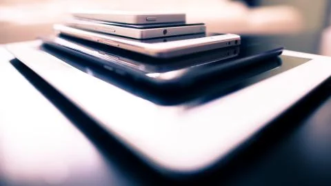Several different smartphones. Stock Photos