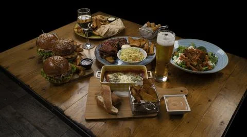 Several dishes on a table Stock Photos