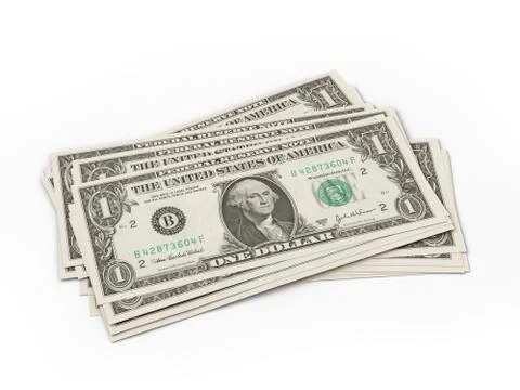 Several dollar bills on a white background Stock Illustration
