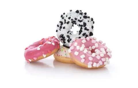 Several donuts on a white background Stock Photos