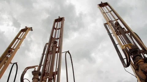 Several Drilling rigs for drilling water. Stock Footage 132643502