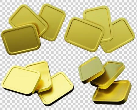 Several floating gold square blocks or 10 gram gold bars. Stock Illustration