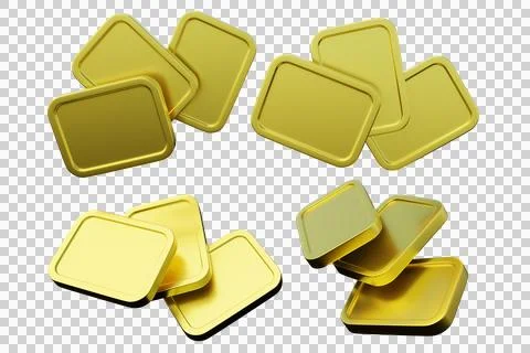 Several floating gold square blocks or 10 gram gold bars. イラスト素材
