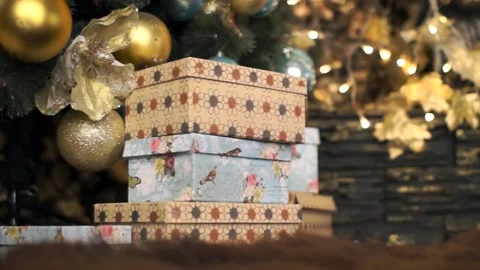 Several gifts in a festive package under the Christmas tree Stock Footage 101122353