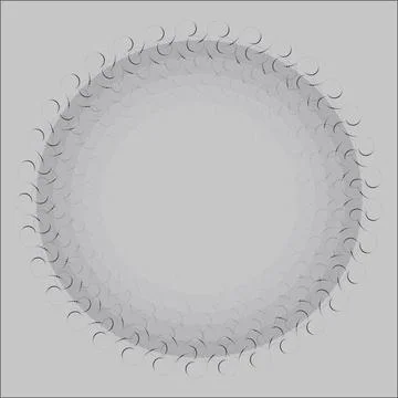 Several gray circles with an ornament of thin black elements.3d. Illustrazione stock