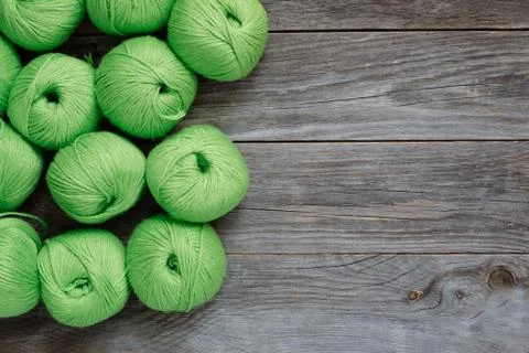 Several Green Spools of Thread for Embroidery Stock Photos