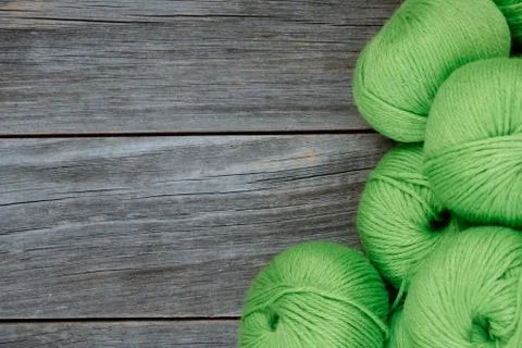 Several Green Spools of Thread for Embroidery Stock Photos