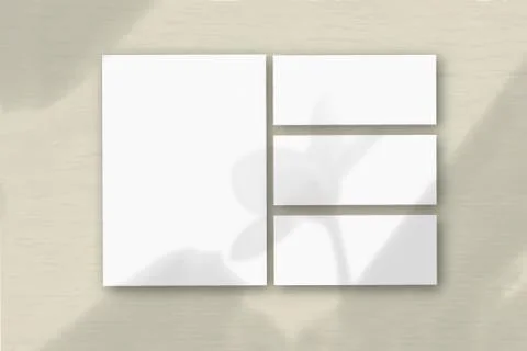 Several horizontal and vertical sheets of white textured paper on the backgro Stock Illustration