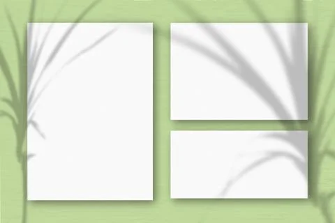 Several horizontal and vertical sheets of white textured paper on the backgro Stock Illustration