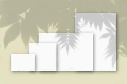 Several horizontal and vertical sheets of white textured paper against a pink Stock Illustration