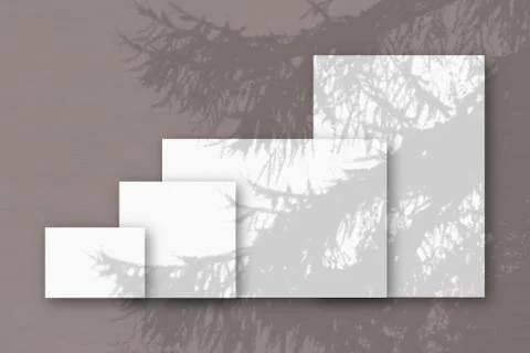 Several horizontal and vertical sheets of white textured paper against a pink Stock Illustration