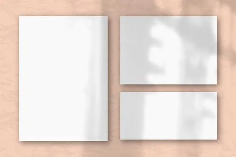 Several horizontal and vertical sheets of white textured paper on the backgro Stock Illustration