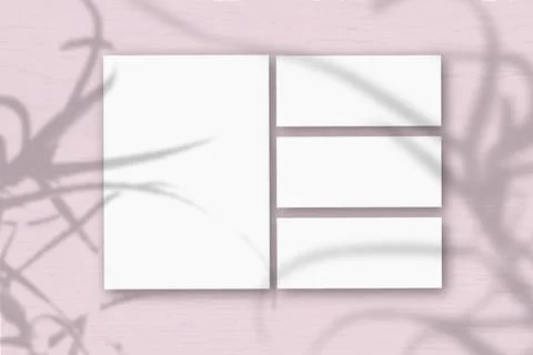 Several horizontal and vertical sheets of white textured paper on the backgro Stock Illustration