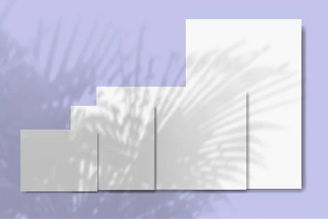 Several horizontal and vertical sheets of white textured paper against a violet Stock Illustration