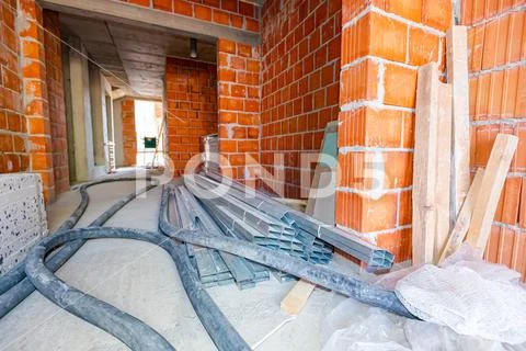 Several hoses for plastering walls, thermal isolation material of ...