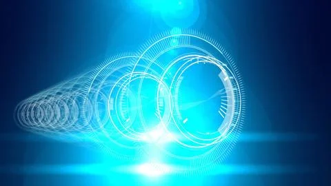 Several interface dial in dark blue background with light blue radiance Illustrazione stock