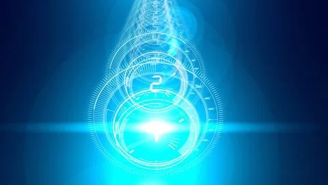 Several interface dial number 2 in dark blue background with light blue radiance Ilustração Stock