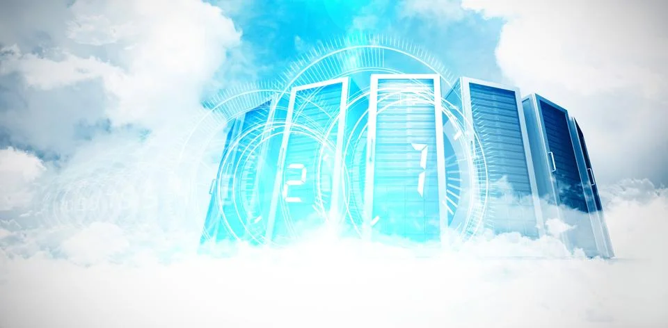 Several interface dial with numbers in dark blue background with light blue r Ilustração Stock Gratuita