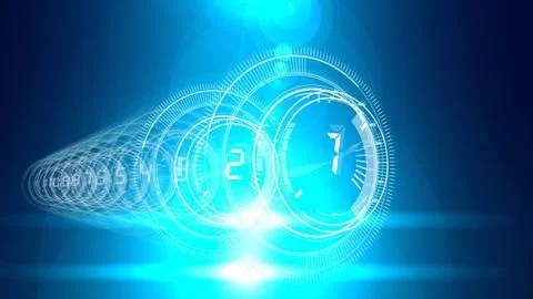 Several interface dial with numbers in dark blue background with light blue Stock Illustration