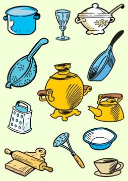Several items utensils Stock Illustration