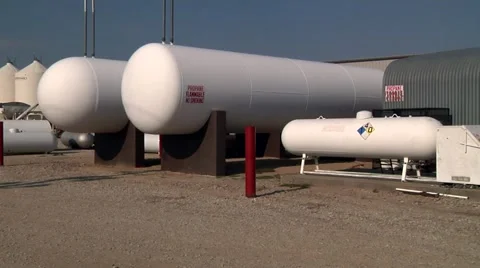 Several Large Propane Tanks Video stock 43891596
