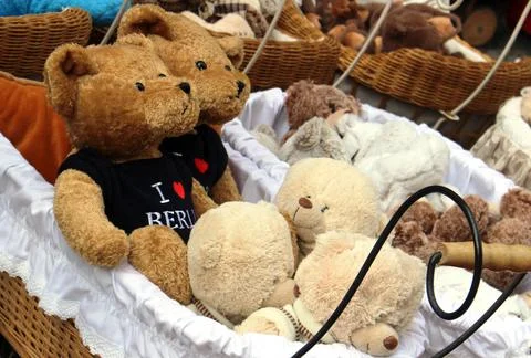 Several large teddy bears in the german capital city of Berlin. Stock Photos