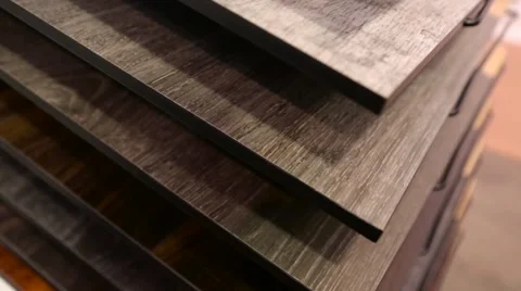 Several layers of parquet stacked in an interior design store Stock Footage 60255671