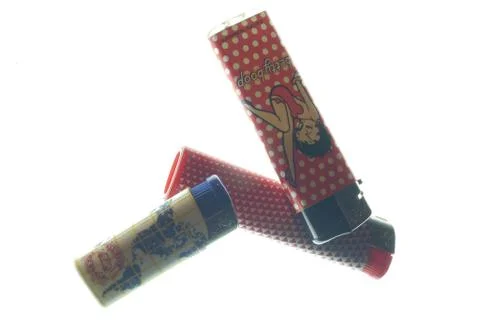 Several lighters of different sizes Stock Photos