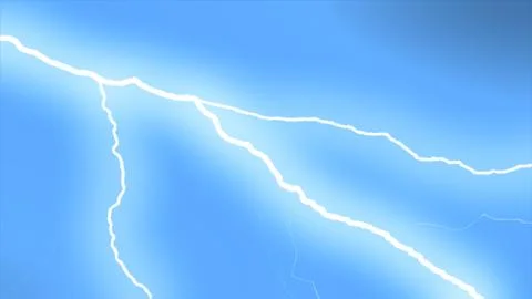 Several lightning strikes over black background. Blue. Electrical Storm. 3d i Stock Illustration