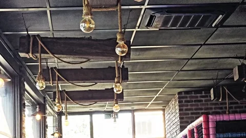 Several lights hanging from the. Stock Footage 282661993