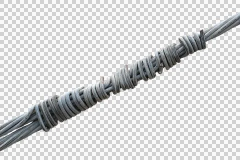 Several long wires attached to a large light pole isolated on white backgroun Stock Photos