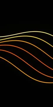 Several luminous orange and yellow wave lines flow diagonally across a blac.. イラスト素材